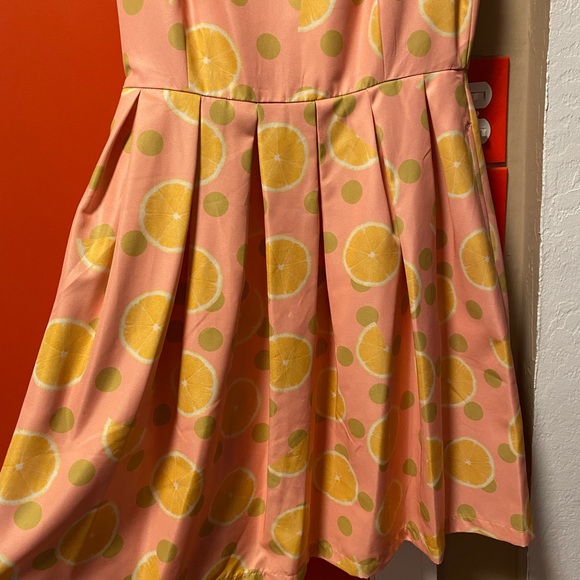 ModCloth Anthropologie Dear Creatures Pink Lemon Print Dress - Picture 2 of 8